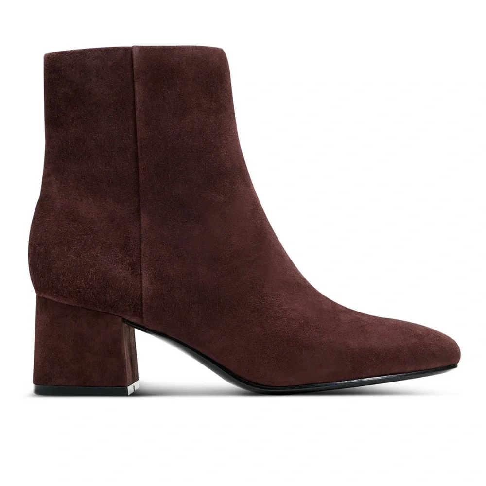 Rockport Women's Okaeli Zipper Booties- Dark Wine Suede- Size 5M